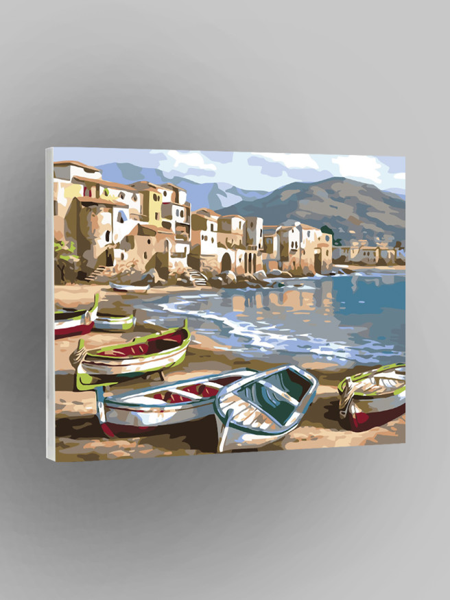 Raqamlar bo&amp;#039;yicha rasm &amp;quot;Sohilda bo&amp;#039;sh qayiqlar&amp;quot;