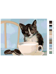 Картина по номерам &amp;quot;Котик с чашкой кофе&amp;quot;