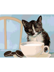 Картина по номерам &amp;quot;Котик с чашкой кофе&amp;quot;