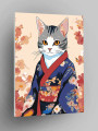Картина по номерам &amp;quot;Котик с цветами в кимоно&amp;quot;