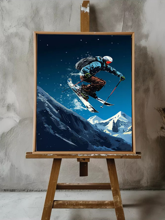 Постер на холсте &amp;quot;Горнолыжный прыжок в полёте&amp;quot;