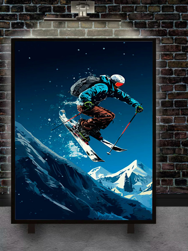 Постер на холсте &amp;quot;Горнолыжный прыжок в полёте&amp;quot;