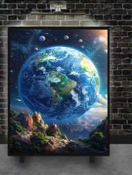 Holstga bosilgan poster "Kosmosdagi Yer sayyorasi"