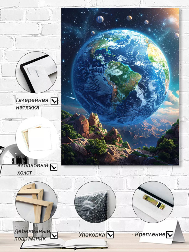 Постер на холсте &amp;quot;Планета Земля в космосе&amp;quot;