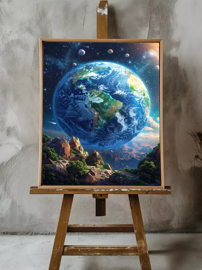 Постер на холсте &amp;quot;Планета Земля в космосе&amp;quot;