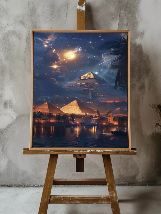 Постер на холсте &amp;quot;Пирамиды под звёздным небом&amp;quot;