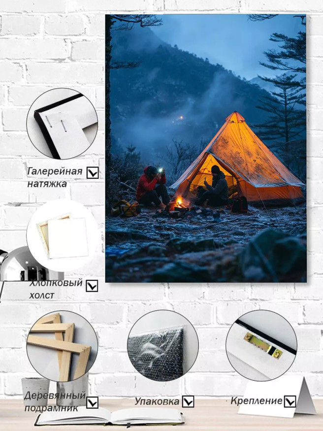 Постер на холсте &amp;quot;Ночь у костра в горах&amp;quot;