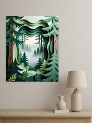 Постер на холсте &amp;quot;Туманный хвойный лес&amp;quot;