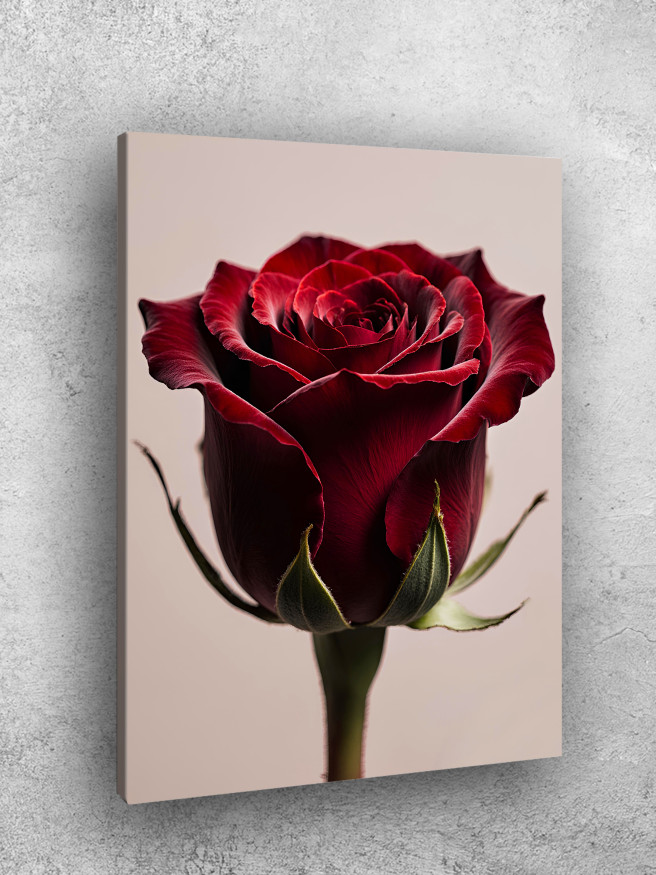 Постер на холсте &amp;quot;Бордовая роза крупным планом&amp;quot;