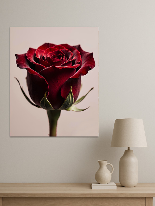 Постер на холсте &amp;quot;Бордовая роза крупным планом&amp;quot;