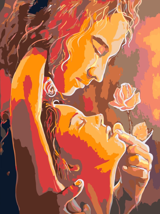 Raqamlar bo&amp;#039;yicha rasm &amp;quot;Atirgul bilan sevishganlar&amp;quot;