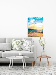 Raqamlar bo'yicha rasm "Dengizda quyosh chiqishi"