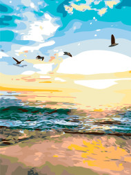 Raqamlar bo'yicha rasm "Dengizda quyosh chiqishi"