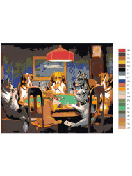 Raqamlar bo&#039;yicha rasm &quot;Poker stoli atrofidagi kuchuklar&quot;