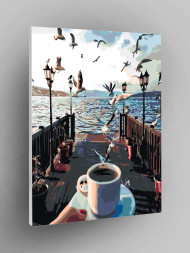 Raqamlar bo'yicha rasm "Dengiz bo'yidagi chaykalar"