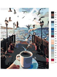 Raqamlar bo'yicha rasm "Dengiz bo'yidagi chaykalar"