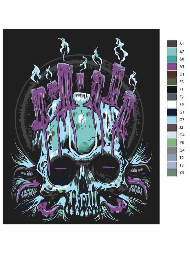 Картина по номерам &amp;quot;Череп со свечами&amp;quot;
