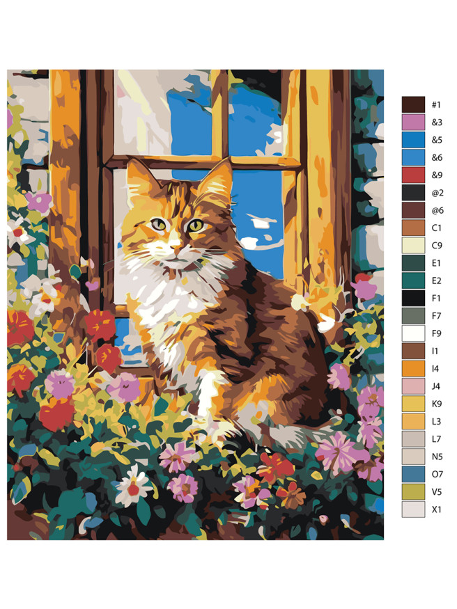 Raqamlar bo&amp;#039;yicha rasm &amp;quot;Gullardagi mushuk&amp;quot;