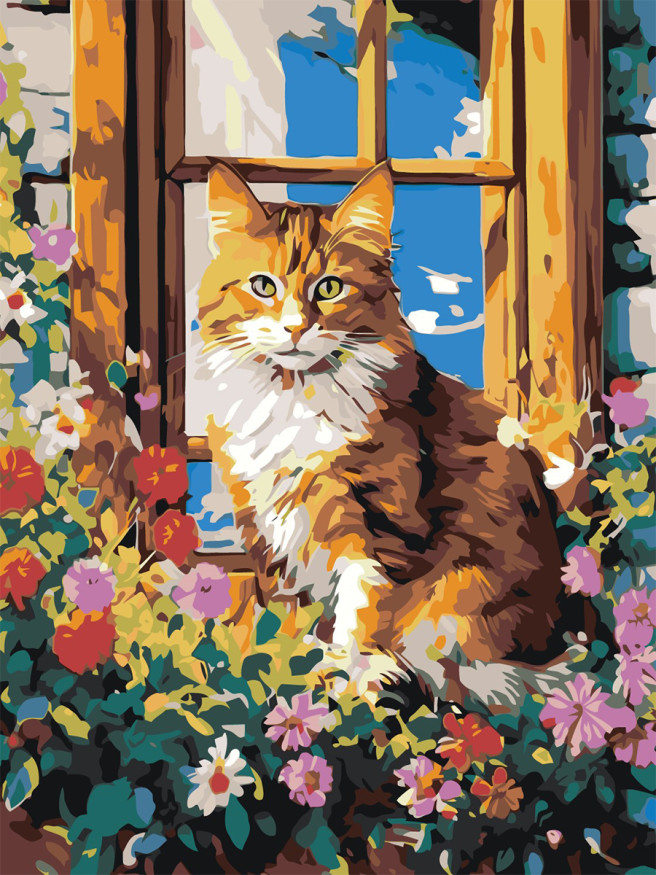 Raqamlar bo&amp;#039;yicha rasm &amp;quot;Gullardagi mushuk&amp;quot;