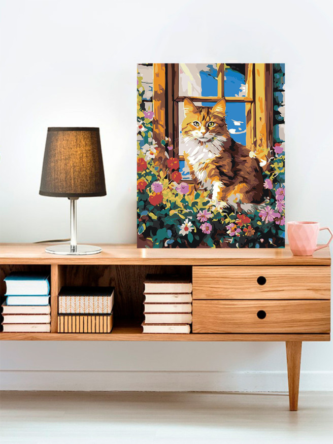 Raqamlar bo&amp;#039;yicha rasm &amp;quot;Gullardagi mushuk&amp;quot;