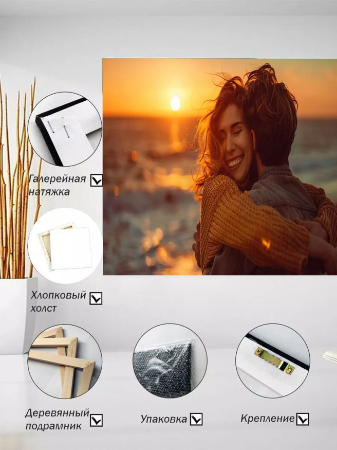 Постер на холсте &amp;quot;Объятия на фоне заката&amp;quot;