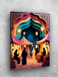 Holstga bosilgan poster "Sharq kechki bozori"