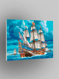 Картина по номерам &amp;quot;Корабль на бушующем море&amp;quot;