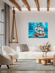 Картина по номерам &amp;quot;Корабль на бушующем море&amp;quot;