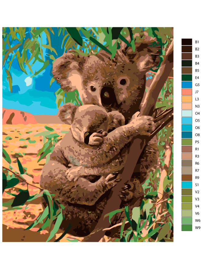 Raqamlar bo&amp;#039;yicha rasm &amp;quot;Koala va bolasi&amp;quot;