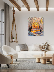 Raqamlar bo'yicha rasm "O'rmonda qish"