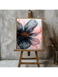 Holstga bosilgan poster &quot;Oltin donachali qora-pushti gul&quot;