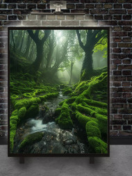 Holstga bosilgan poster &quot;Zumrad mossli o‘rmon&quot;