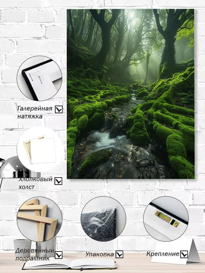 Постер на холсте &amp;quot;Изумрудный мшистый лес&amp;quot;