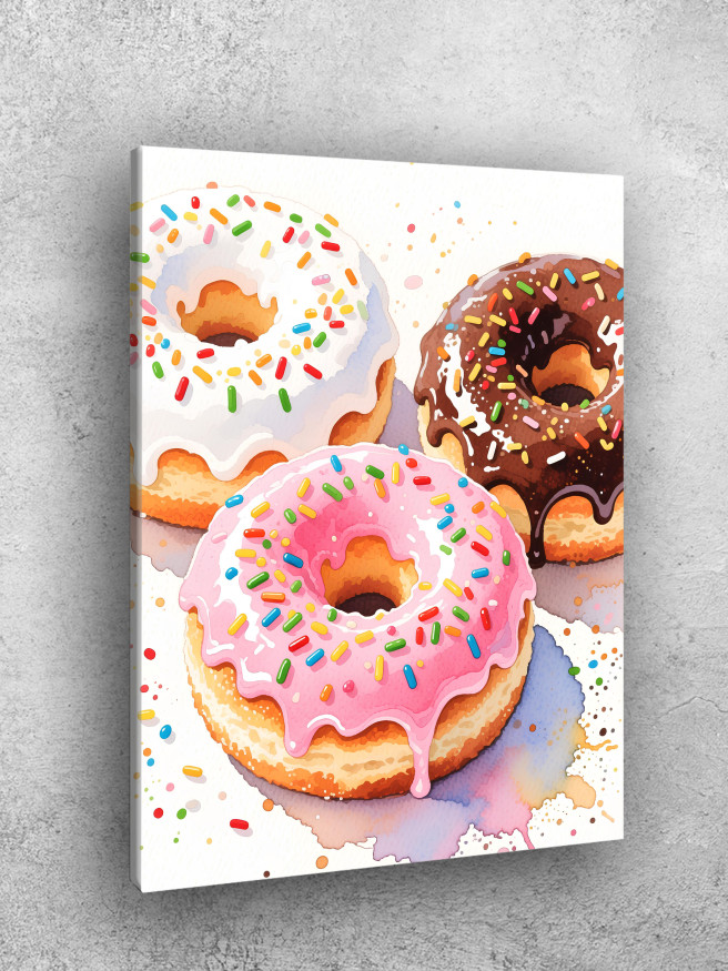 Постер на холсте &amp;quot;Яркие пончики с глазурью&amp;quot;