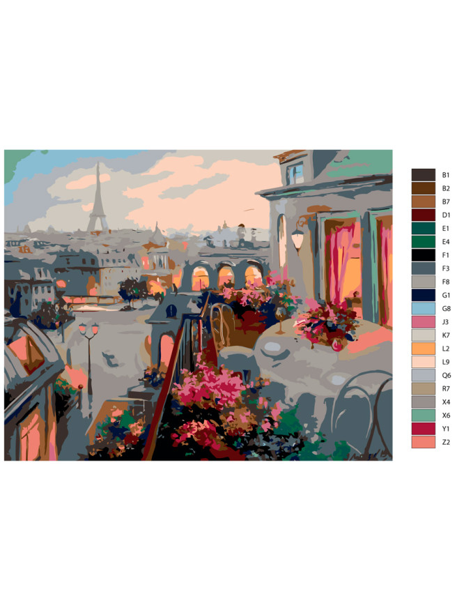 Картина по номерам &amp;quot;Ужин на балконе в Париже&amp;quot;