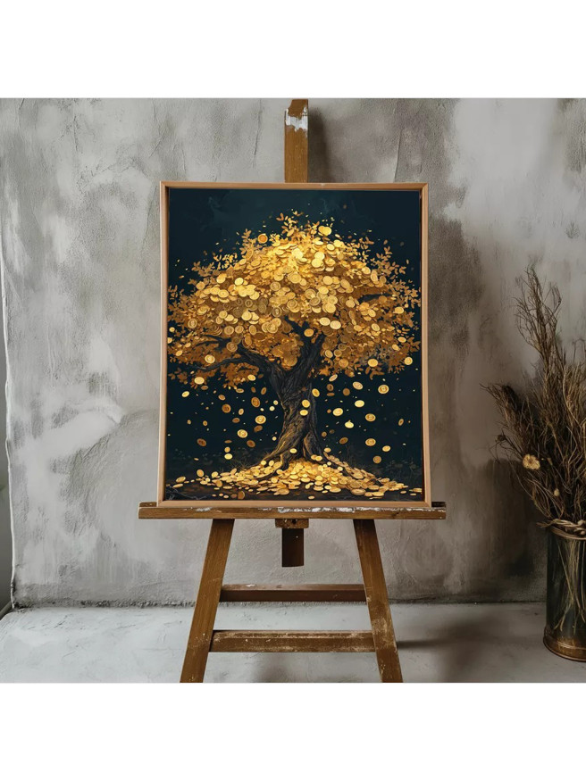 Holstga bosilgan poster &amp;quot;Tilla tangalardan iborat daraxt&amp;quot;