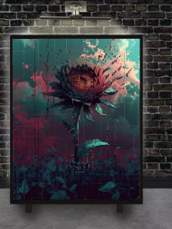 Holstga bosilgan poster &quot;Quyosh botishi raqamli guli&quot;