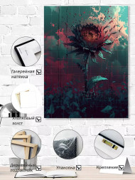 Holstga bosilgan poster &quot;Quyosh botishi raqamli guli&quot;