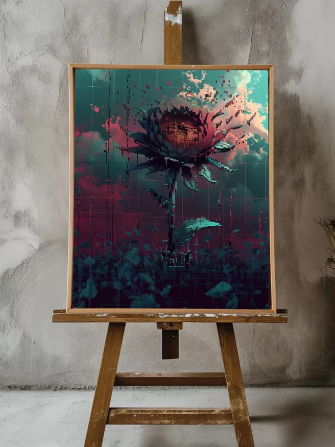 Holstga bosilgan poster &amp;quot;Quyosh botishi raqamli guli&amp;quot;