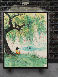 Постер на холсте &amp;quot;Девочка под ивой&amp;quot;