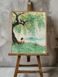 Постер на холсте &amp;quot;Девочка под ивой&amp;quot;