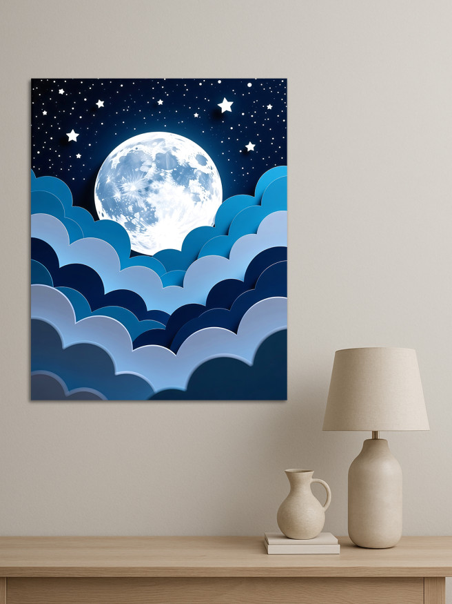 Постер на холсте &amp;quot;Луна над облаками&amp;quot;