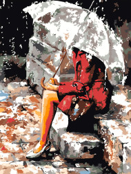 Картина по номерам &amp;quot;Одна под зонтом&amp;quot;