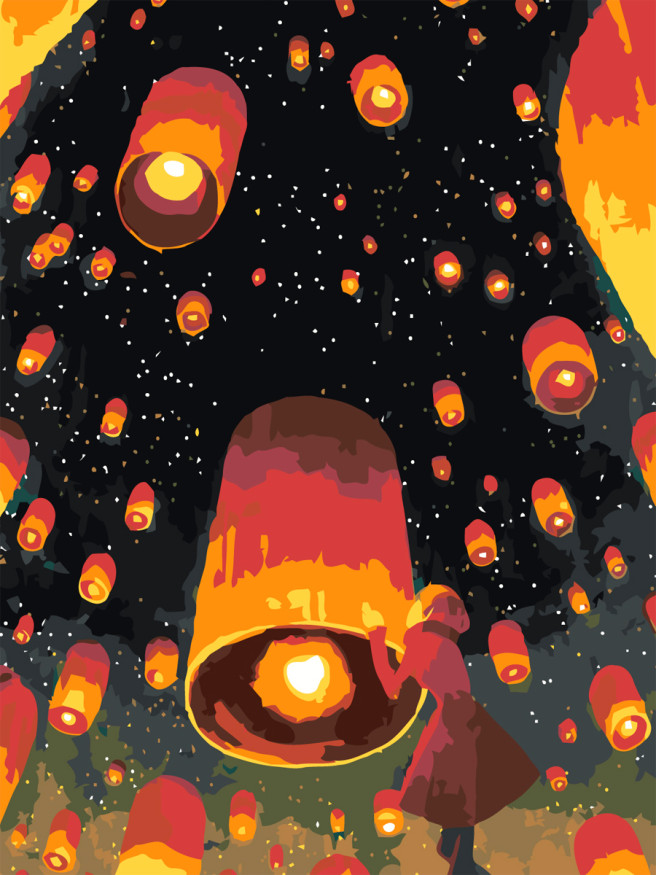 Raqamlar bo&amp;#039;yicha rasm &amp;quot;Tilaklar chiroqlari&amp;quot;