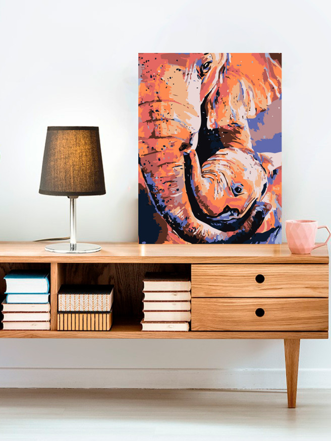 Raqamlar bo&amp;#039;yicha rasm &amp;quot;Slon va bolasi&amp;quot;