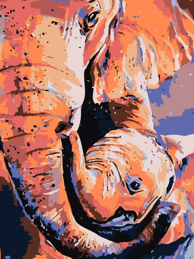 Raqamlar bo&amp;#039;yicha rasm &amp;quot;Slon va bolasi&amp;quot;