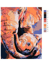 Raqamlar bo'yicha rasm "Slon va bolasi"