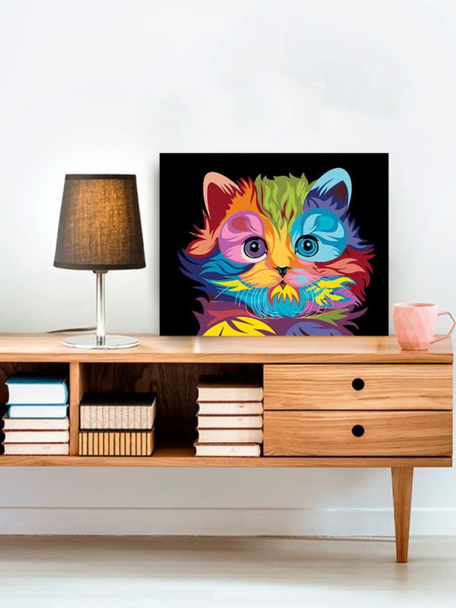 Картина по номерам &amp;quot;Разноцветный котик&amp;quot;