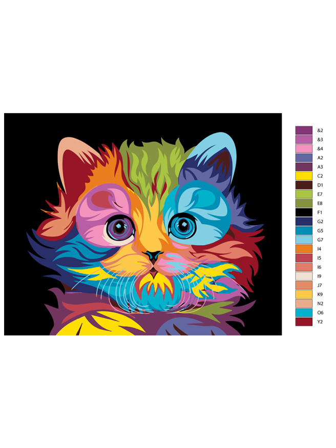 Картина по номерам &amp;quot;Разноцветный котик&amp;quot;