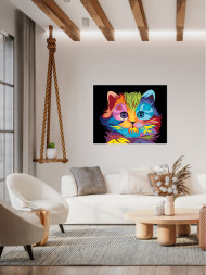 Картина по номерам &amp;quot;Разноцветный котик&amp;quot;